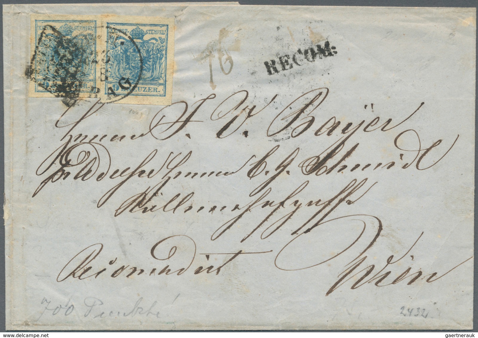 Österreich - Stempel: 1850, Enorm Seltener Wiener Rautenstempel (Müller 3214 H) Als Ankunftstempel U - Franking Machines (EMA)