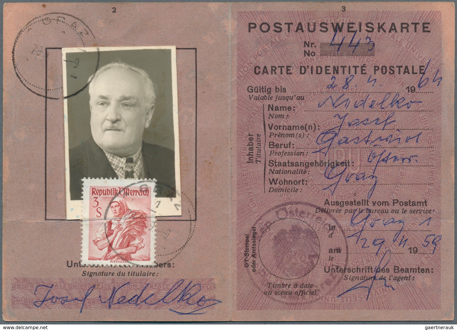 Österreich - Besonderheiten: 1964. Postausweiskarte Mit "3 S Trachten" Gebühren-Abgeltungs-Frankatur - Other & Unclassified