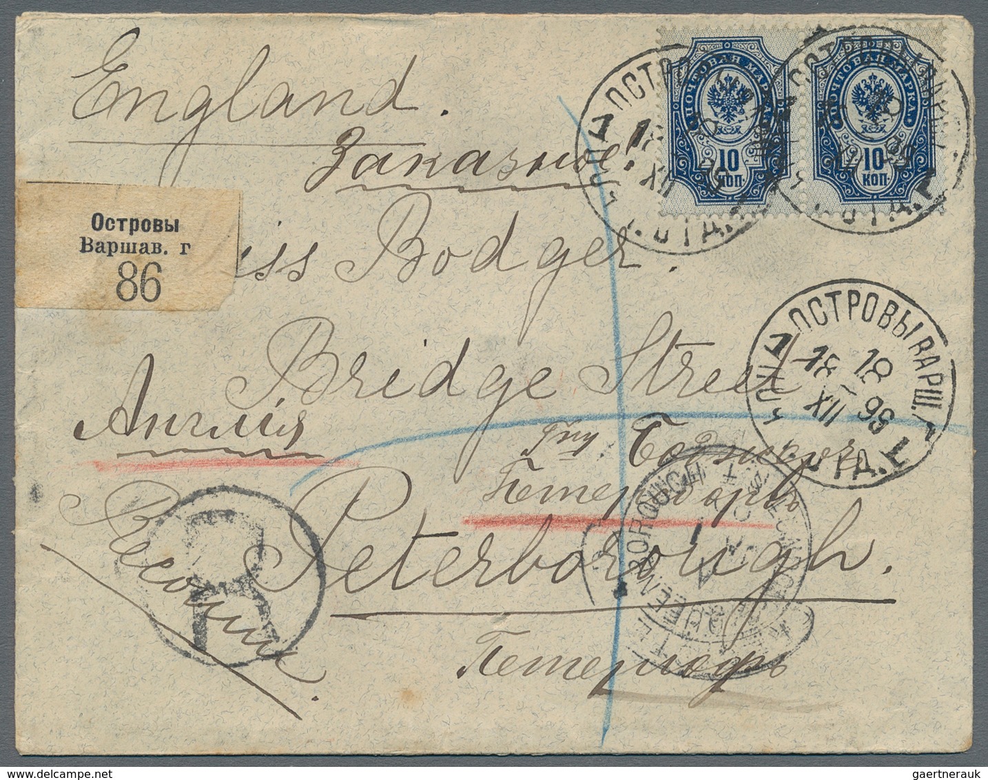 Polen - Russische Periode: 1899two Registered Covers With White Registration Label Sent From Novo-Al - Other & Unclassified