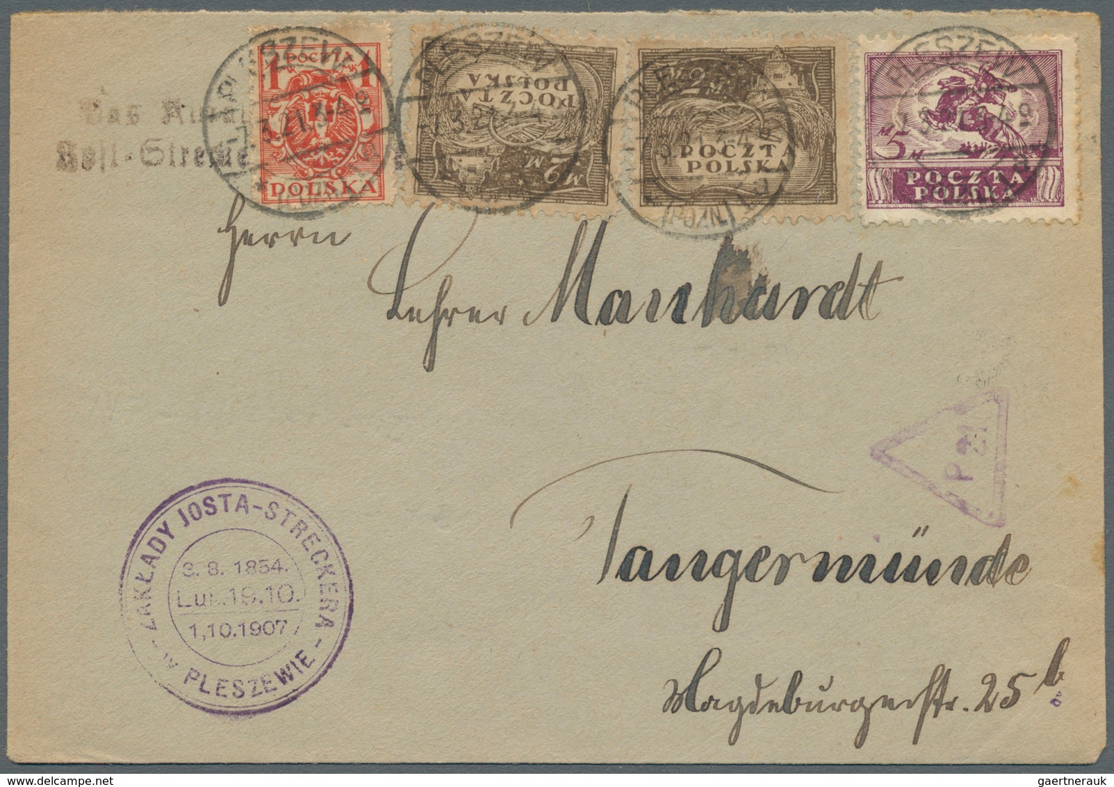Polen: 1920/1921, Censor Cover-trio, Each Addressed To Germany: 1 M, 2 X 2 M And 5 M On Cover From P - Neufs