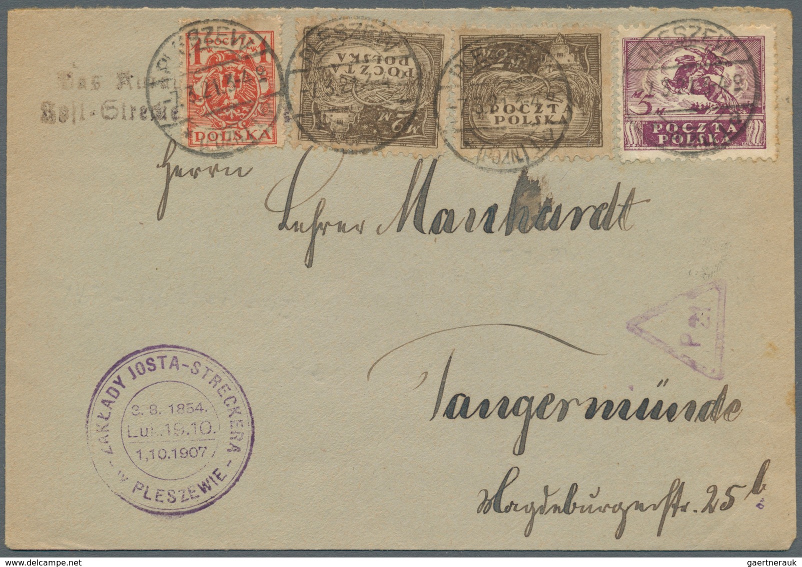 Polen: 1920/1921, Censor Cover-trio, Each Addressed To Germany: 1 M, 2 X 2 M And 5 M On Cover From P - Ungebraucht