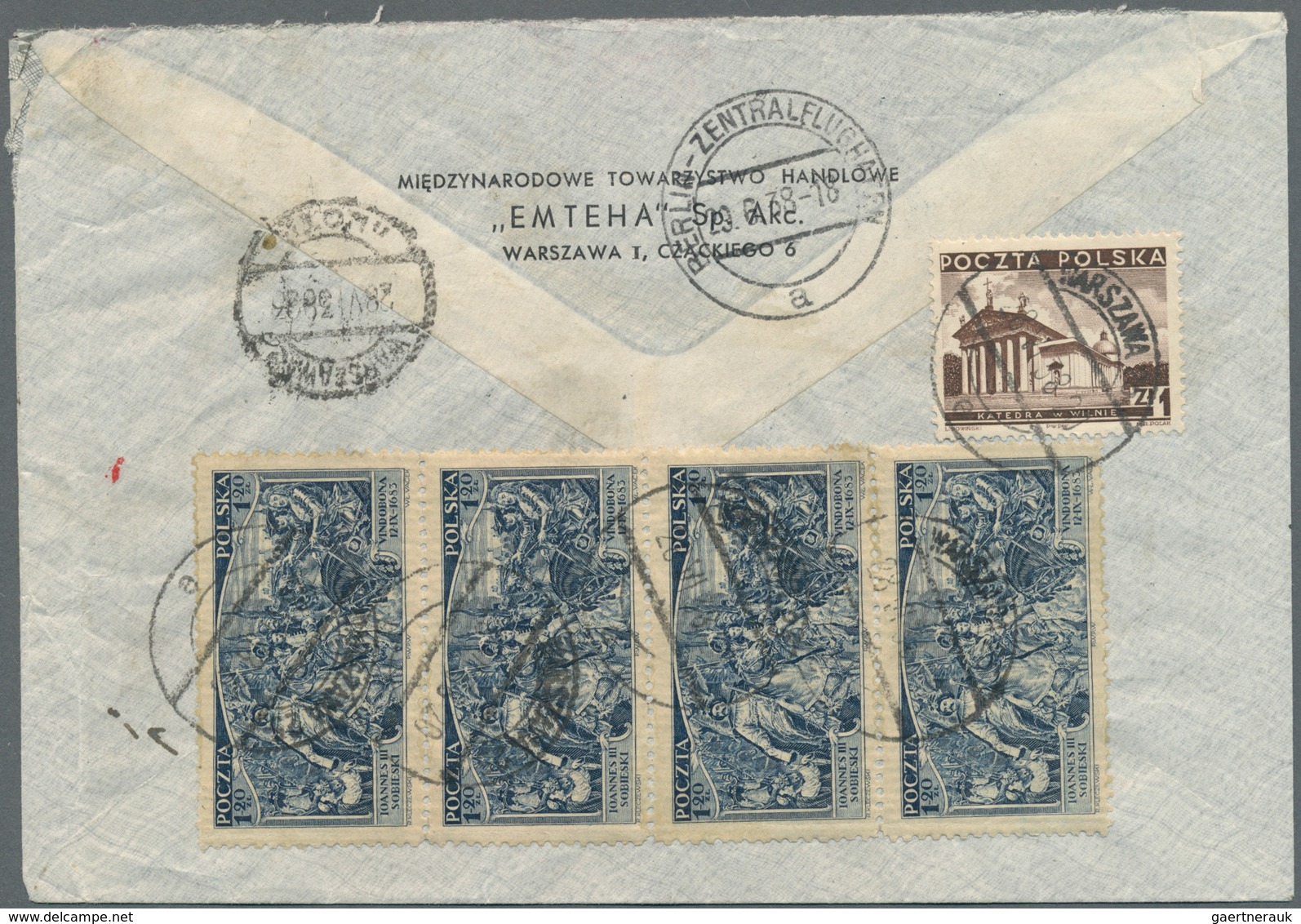 Polen: 1938, 1 Zl Brown Definitive And 4 X 1,20 Zl Blue "250th Anniversary Liberation Of Vienna", Mi - Unused Stamps