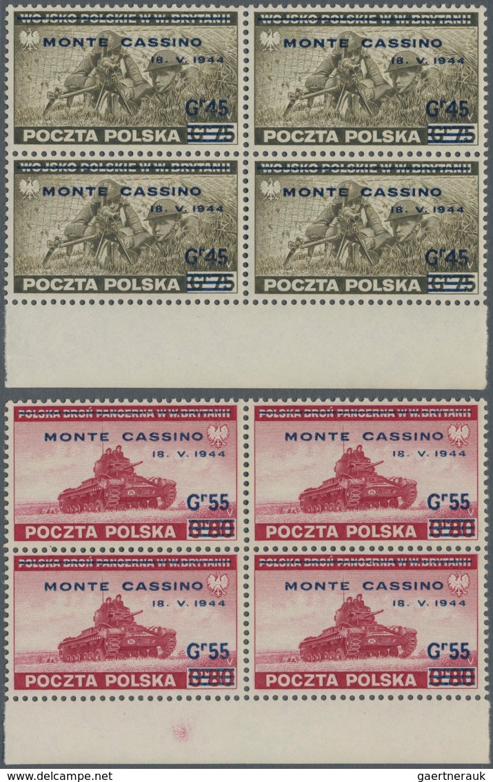 Polen: 1944 (27 June). Capture Of Monte Cassino. High Values From The 1st Set Overprinted “MONTE CAS - Neufs