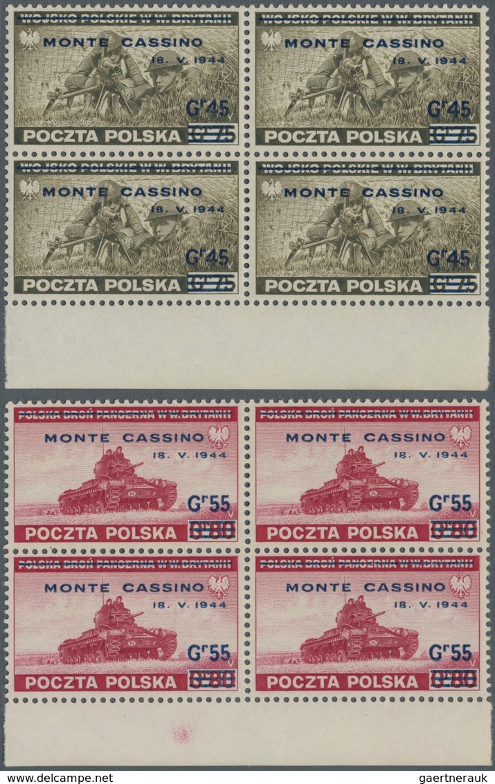 Polen: 1944 (27 June). Capture Of Monte Cassino. High Values From The 1st Set Overprinted “MONTE CAS - Ungebraucht