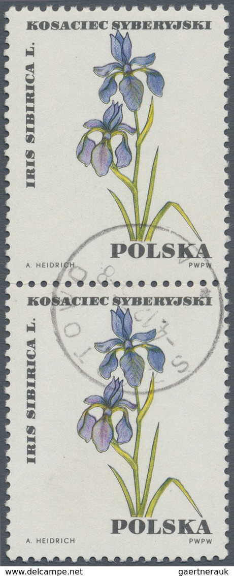 Polen: 1967, Medicinal Plants, 5zł. "Iris Sibirica" Without Value (missing Red Colour), Vertical Pai - Neufs