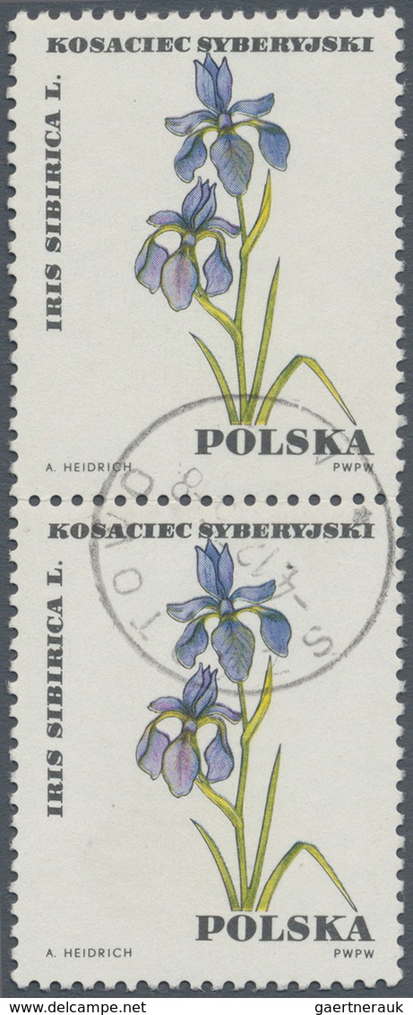 Polen: 1967, Medicinal Plants, 5zł. "Iris Sibirica" Without Value (missing Red Colour), Vertical Pai - Ungebraucht