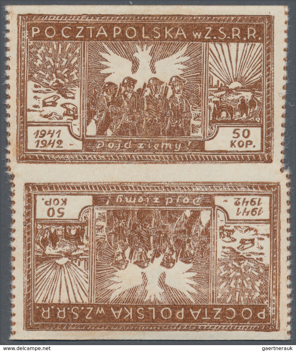 Polen - Polnische Armee In Der Sowjetunion: 1942, Dojdziemy, Tête-bêche Pair, Mint Never Hinged, Fin - Sonstige & Ohne Zuordnung