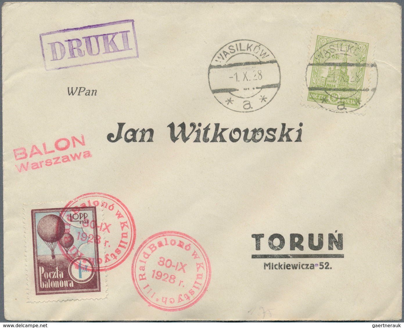 Polen - Besonderheiten: 1928, 30.IX., Poland, Balloon "Warszawa", Two Covers With Perforated And Imp - Autres & Non Classés