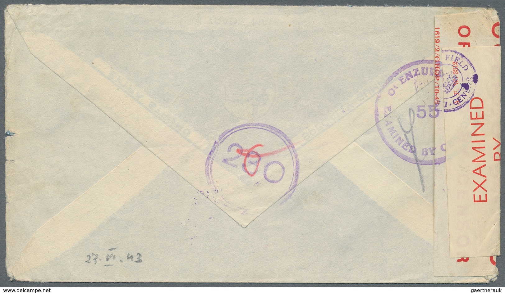 Polen - Besonderheiten: 1943, Polish Field Posts In India, KGVI 1 R. Resp. 3 A. (pair) Tied "POCTZA - Autres & Non Classés