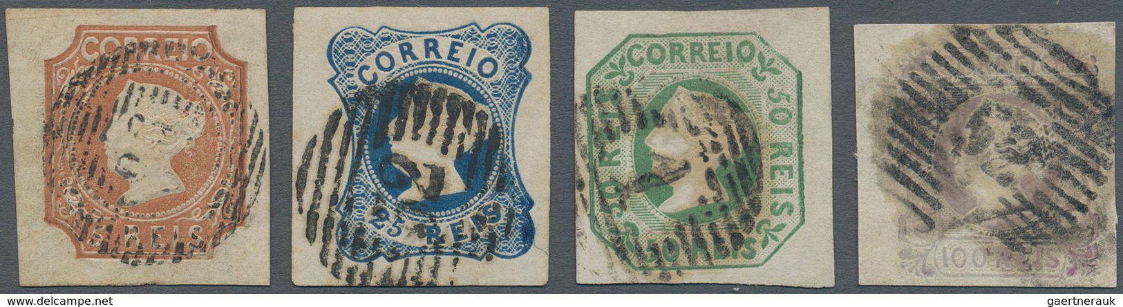 Portugal: 1853, Maria, 5 - 100 R., Used With Numerals, Fresh Colour And Full Margins. 100 R. With Be - Autres & Non Classés