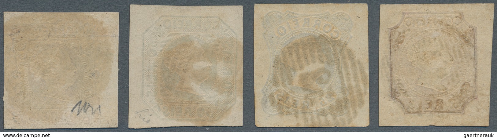 Portugal: 1853, Maria, 5 - 100 R., Used With Numerals, Fresh Colour And Full Margins. 100 R. With Be - Autres & Non Classés