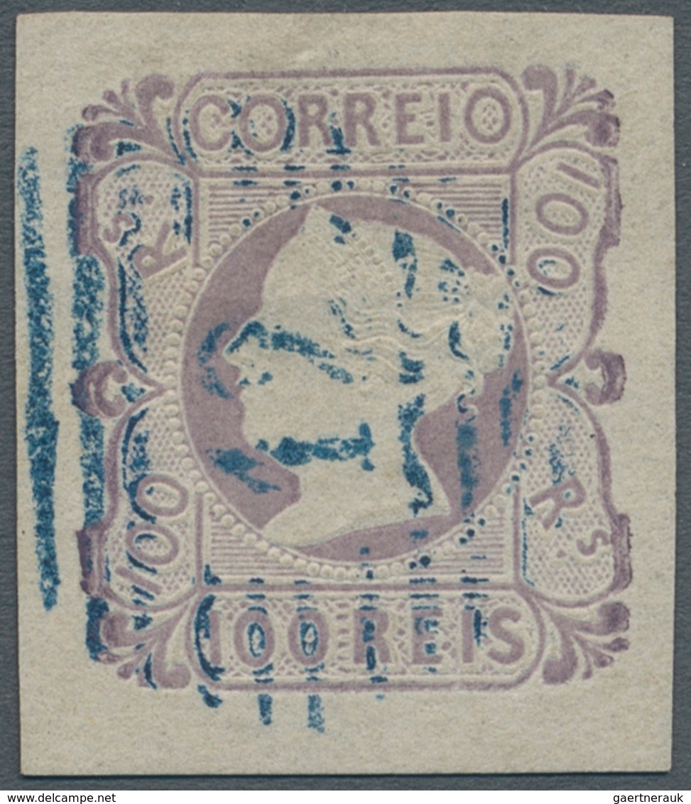 Portugal: 1853, Maria 1000 R. Purple, Good Margines With The Rare Numeral "12" (Azambuja). (Munidfil - Autres & Non Classés