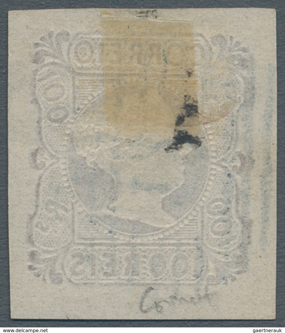 Portugal: 1853, Maria 1000 R. Purple, Good Margines With The Rare Numeral "12" (Azambuja). (Munidfil - Autres & Non Classés