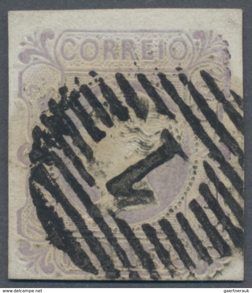 Portugal: 1853, Queen Mary II. 100r. Lilac With Good Margins Around Cancelled With Heavier Numeral ' - Sonstige & Ohne Zuordnung