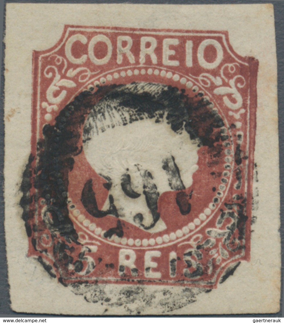 Portugal: 1855, King Pedro V. 5r. Red Brown Die III With Straight Hair On Thin Embossed Paper Imperf - Autres & Non Classés