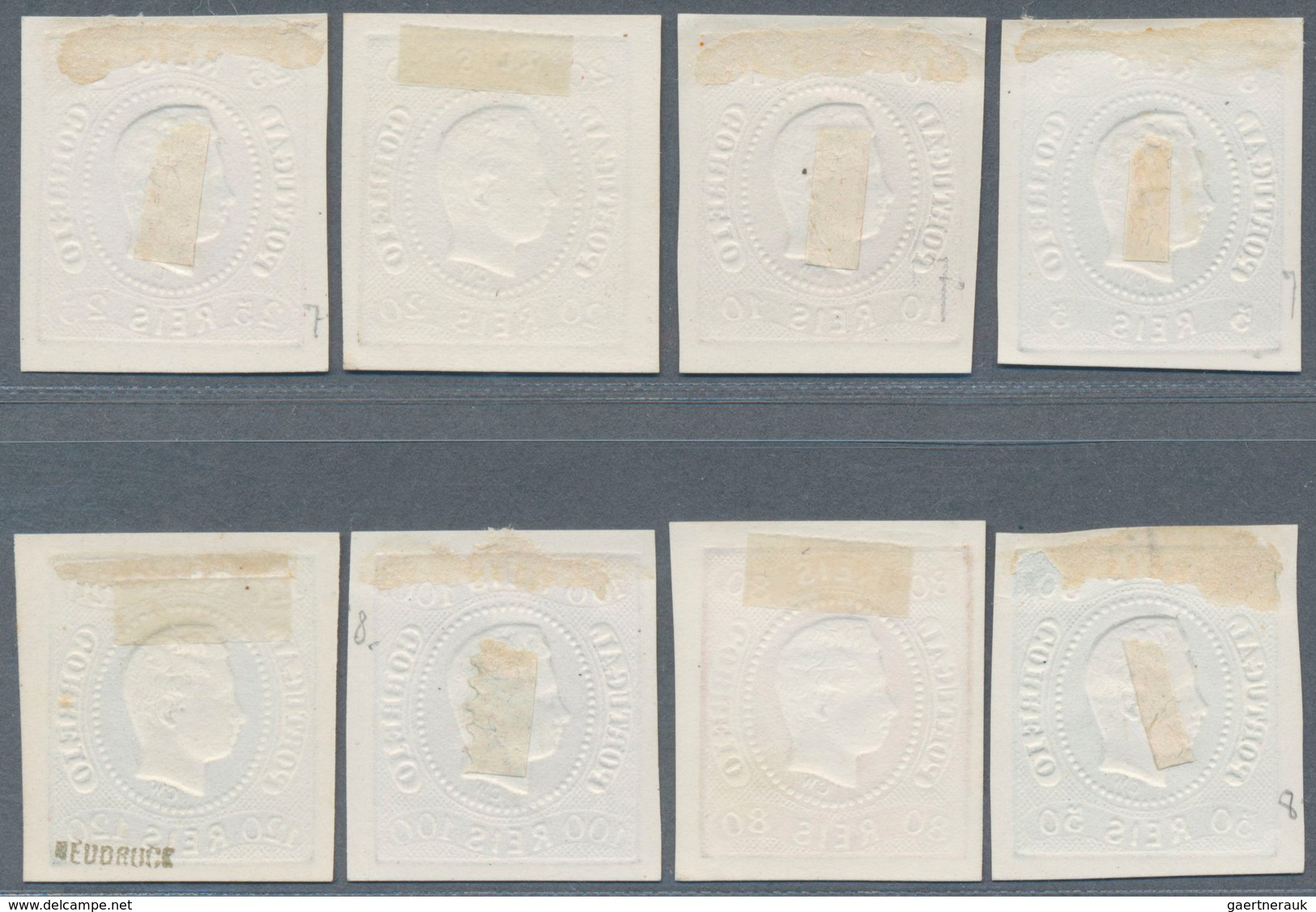 Portugal: 1866, Luis I. "Fita Curva", 5r. To 120r., 1905 Reprints, Complete Set Of Eight Values. - Autres & Non Classés