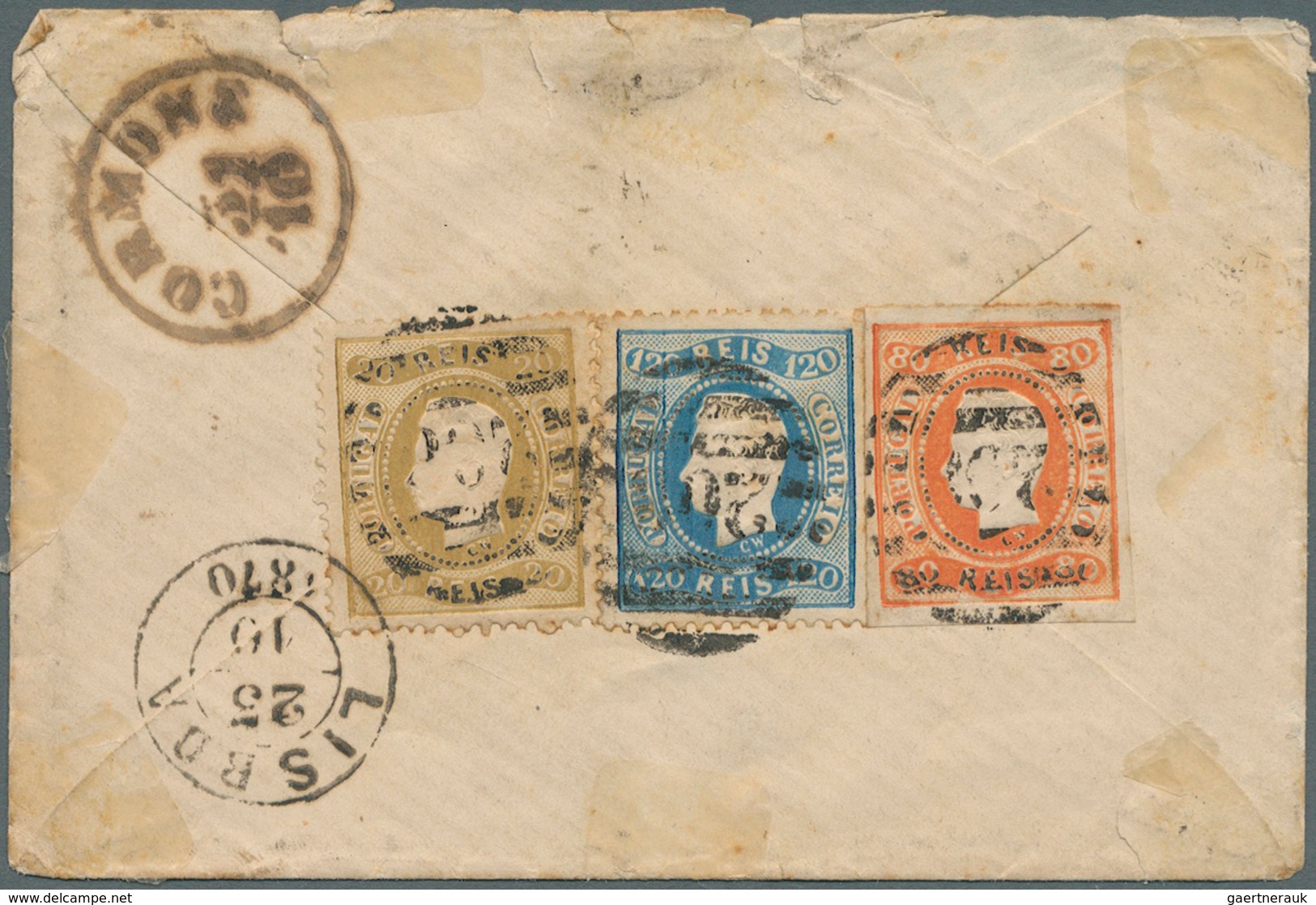 Portugal: 1870. Envelope (soiled, Raughly Opened And A Few Small Tears) Addressed To Austria Bearing - Autres & Non Classés