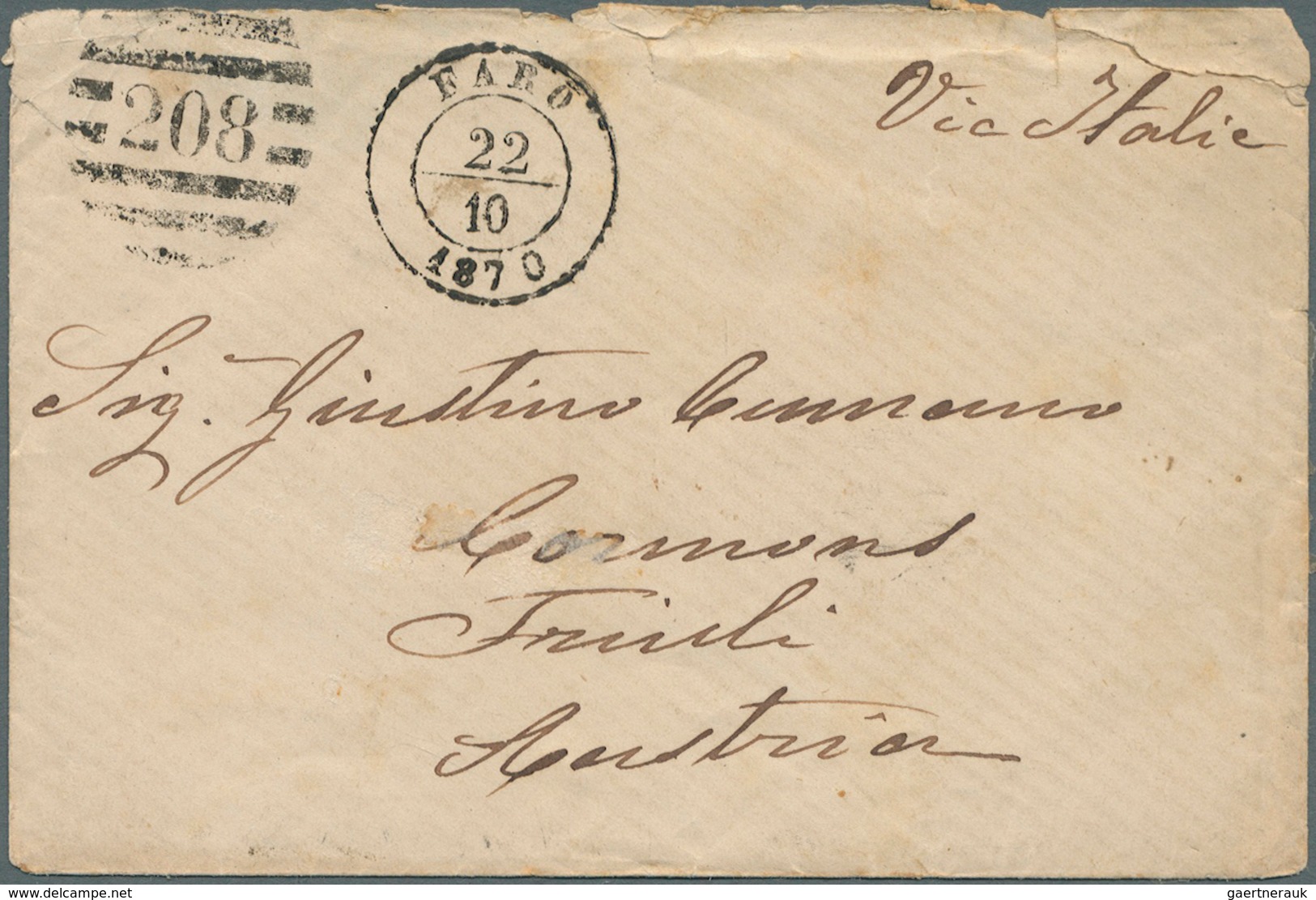 Portugal: 1870. Envelope (soiled, Raughly Opened And A Few Small Tears) Addressed To Austria Bearing - Autres & Non Classés