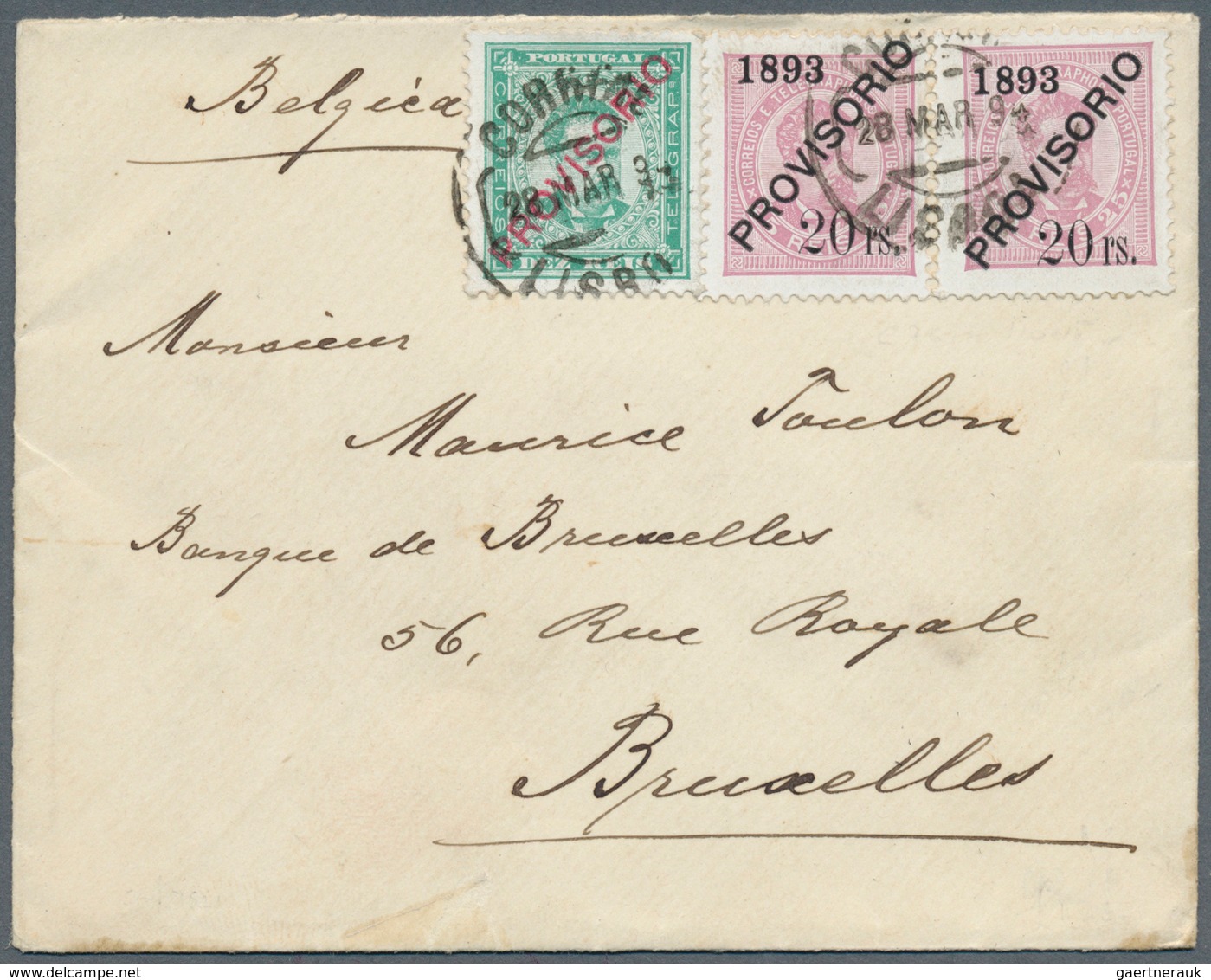 Portugal: 1894 (28.3.), King Luis 10r. Green Optd. PROVISORIO And Horiz. Pair 25r. Lilac With Same O - Sonstige & Ohne Zuordnung