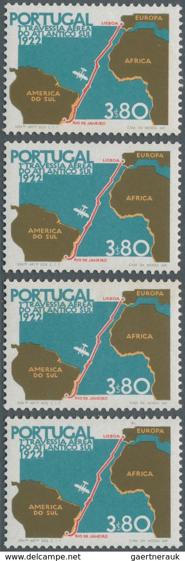 Portugal: 1972, 50 Years First Flight Lisbon To Rio De Janeiro 3.80esc. Perf. 13½ Group With Four Si - Autres & Non Classés