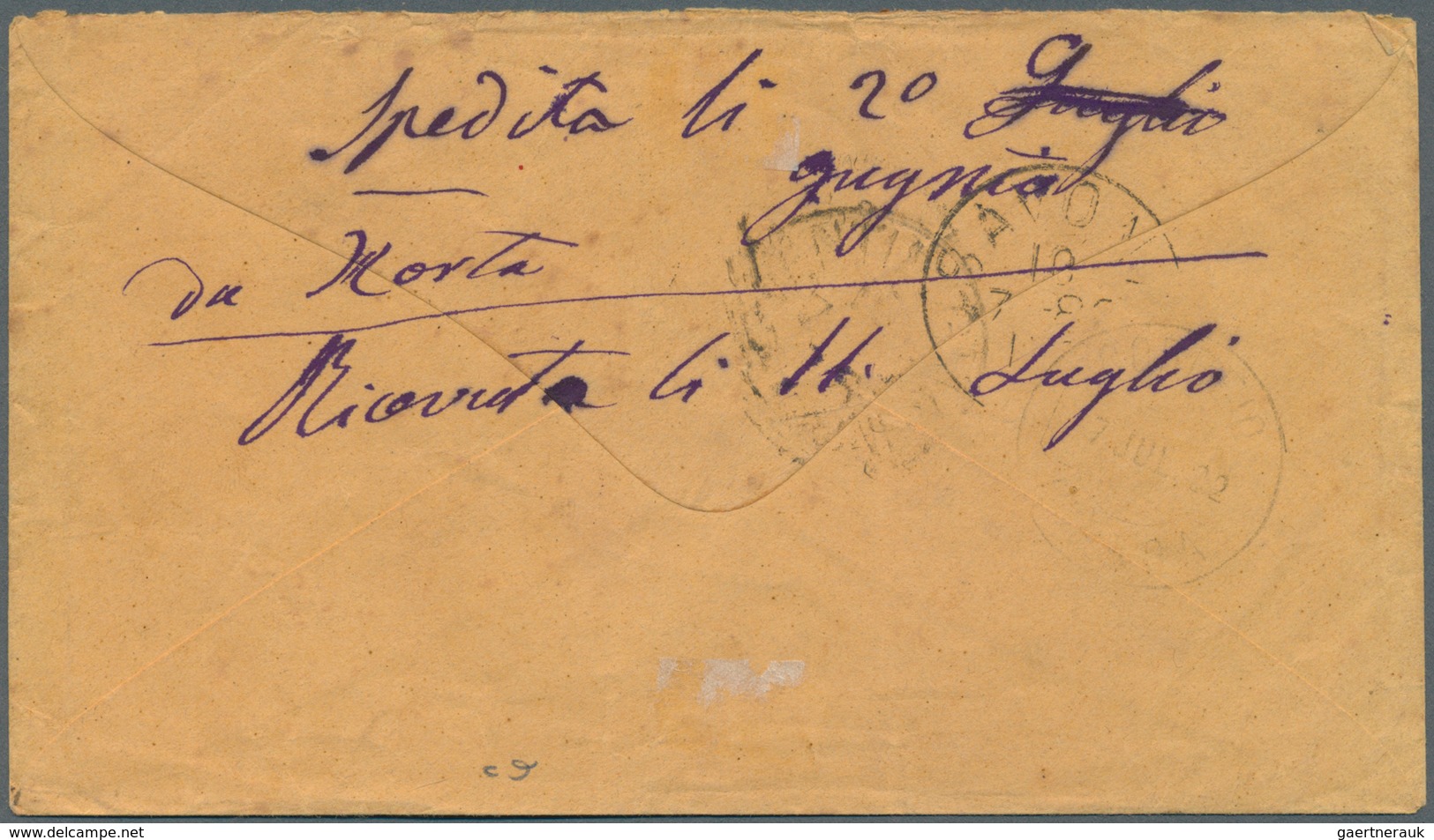 Portugal - Azoren: 1882. Envelope Addressed To Ltaly Bearing SG 62, 50r Blue Tied By Oval 'Da Horta' - Azores