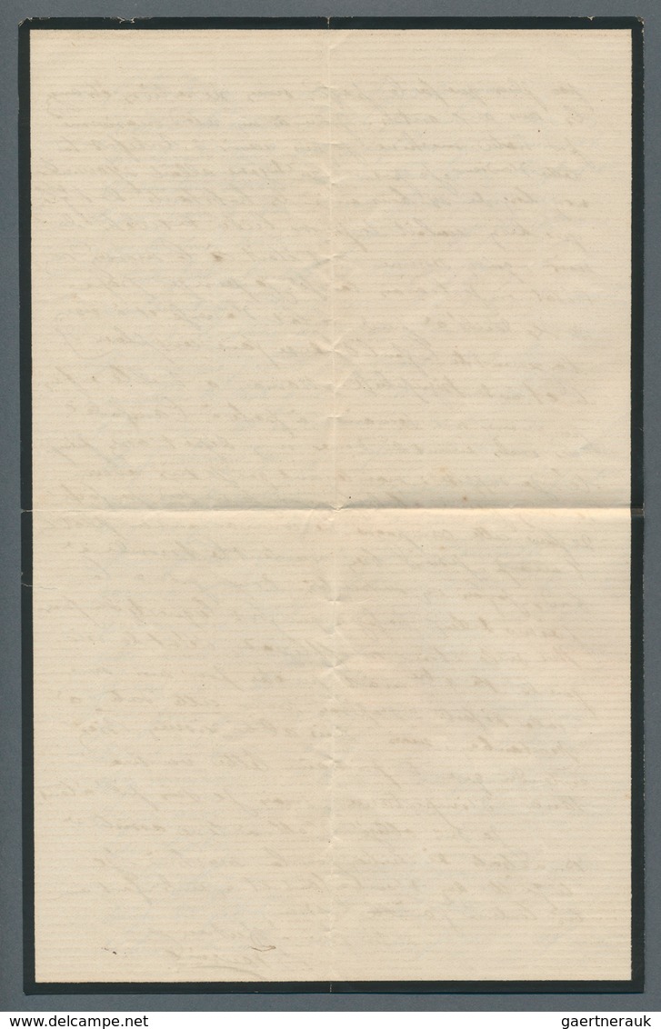 Portugal - Madeira: 1862. Stampless Mourning Envelope With Full Content Addressed To France Written - Madeira