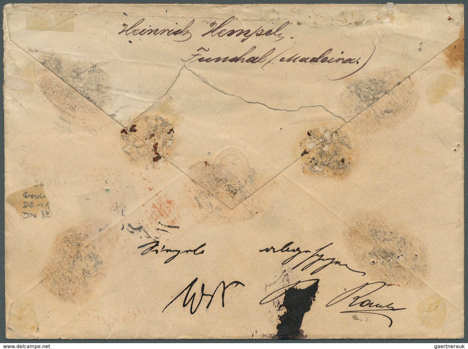Portugal - Madeira: 1876. Registered Envelope (soiled) Addressed To Austria Bearing Madeira SG 46, 5 - Madeira