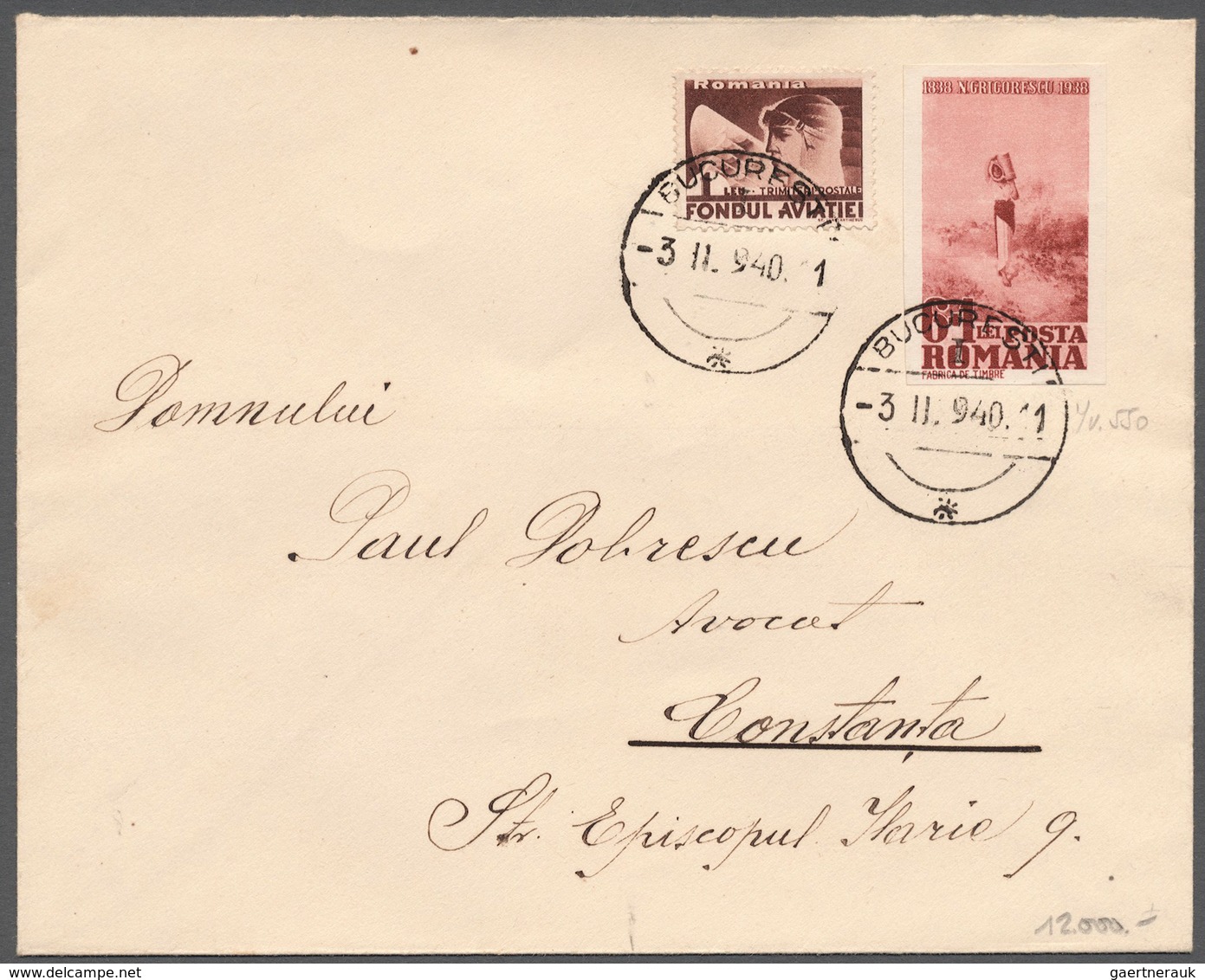 Rumänien: 1940, Brief Mit Extrem Seltener Frankatur Vom 3.Nov 1940 Aus Bukarest Nach Constanta Mit D - Unused Stamps