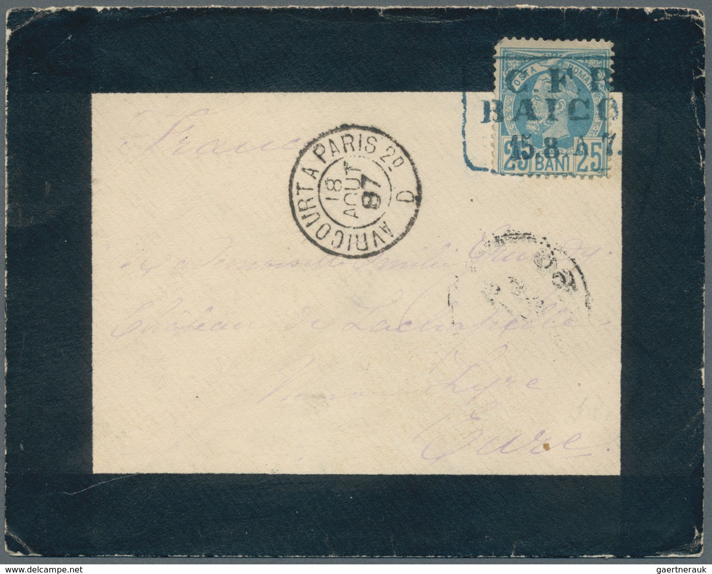 Rumänien - Stempel: C.F.R. BAICOI: 1887(15.8.), King Carlos I. 25c. Blue (corner Fault Top Left) Sin - Postmark Collection