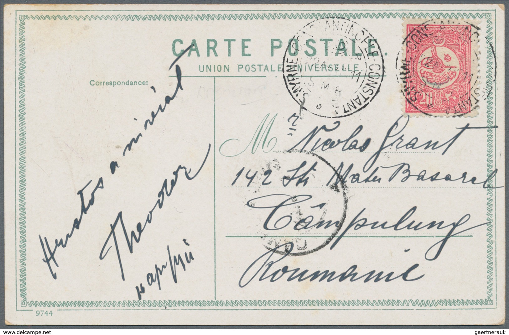 Rumänien - Stempel: "SMYRNE-CONSTANTINOPLE-CONSTANTA/22 APR 1911/S.M.R." Double-ring Datestamp Of Th - Marcophilie