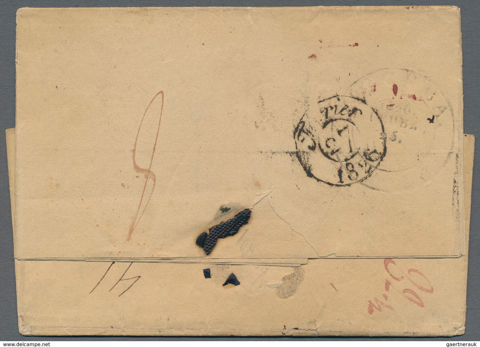 Russland - Vorphilatelie: 1826 Cover From Moscow With Red Single Line Cancel And Double Cercle Date - ...-1857 Prephilately