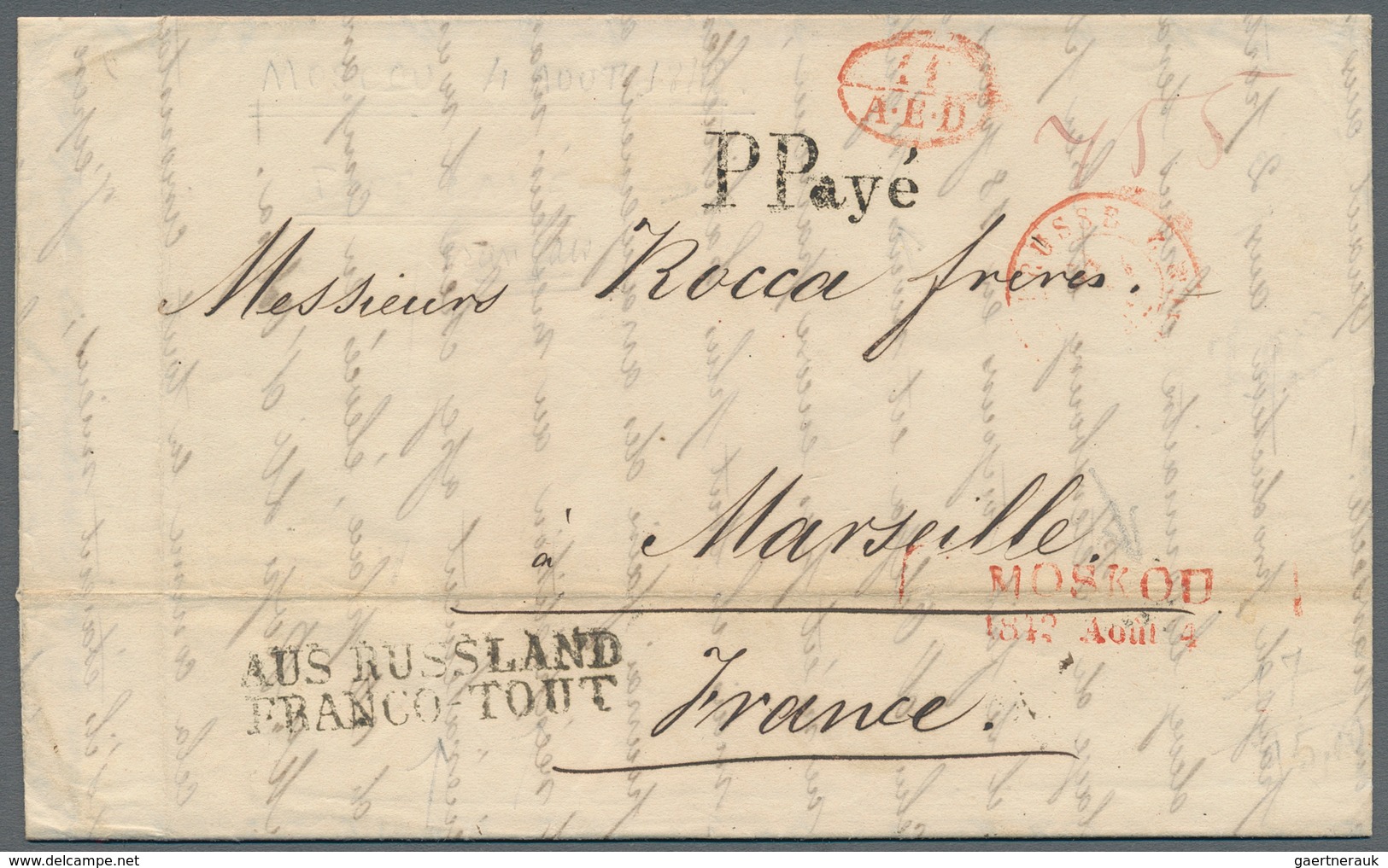 Russland - Vorphilatelie: 1842/47 Two Covers With Different Red Double Line Cancels From Moscow (Mos - ...-1857 Préphilatélie