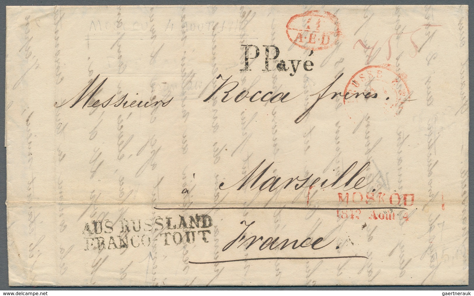 Russland - Vorphilatelie: 1842/47 Two Covers With Different Red Double Line Cancels From Moscow (Mos - ...-1857 Vorphilatelie