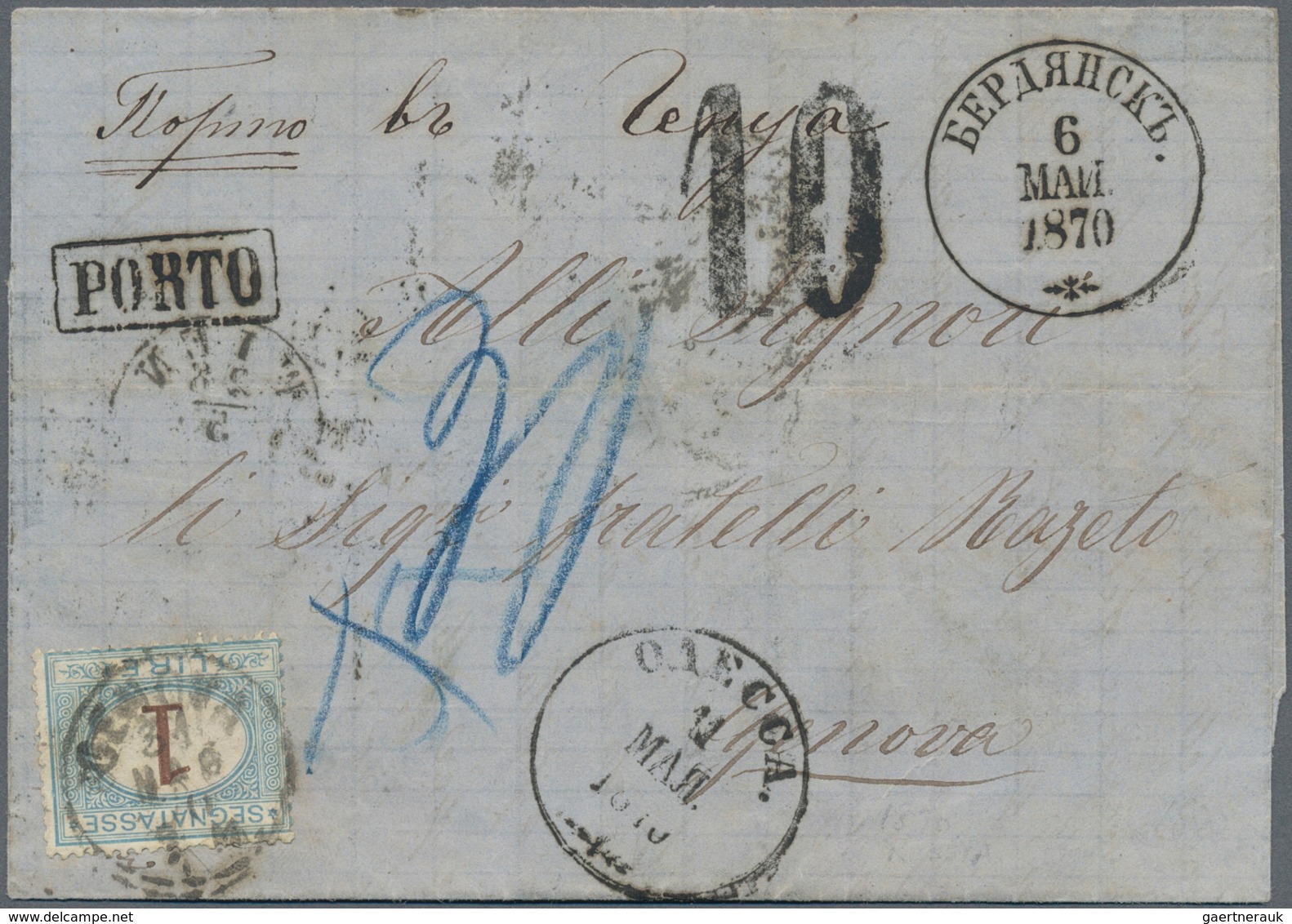 Russland - Vorphilatelie: 1870, Folded Letter-sheet From BERDYANSK, 6 MAI 1870, Sent Via Transit Ode - ...-1857 Prephilately