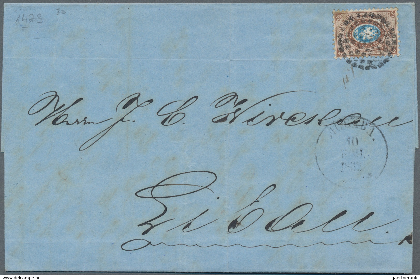 Russland: 1862 Letter From Riga With Dotted Numbered Cancel 38 To Libau With Arrival Postmark - Other & Unclassified