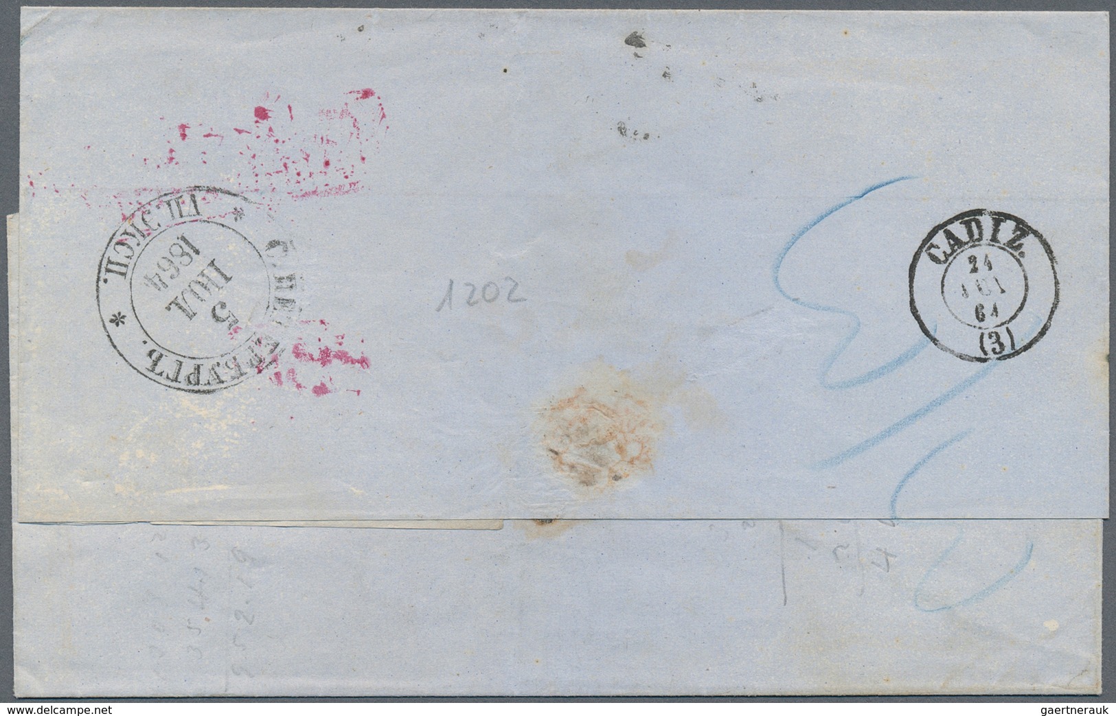 Russland: 1864. Stampless Envelope Written From St. Petersburg Dated 'July 4th 1864' Addressed To Ca - Sonstige & Ohne Zuordnung