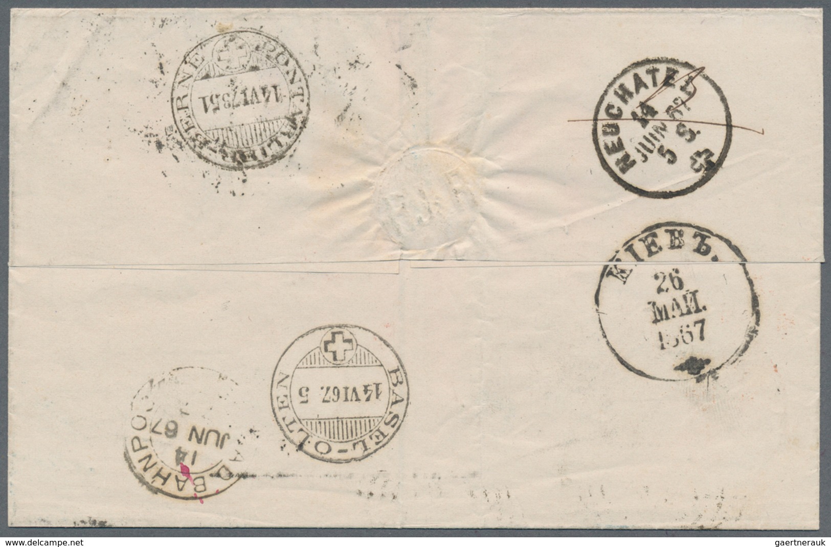 Russland: 1867 Franco Letter From Kiev With Double Circle Stamp "AUS RUSSLAND über EISENB.POST-BUR:X - Sonstige & Ohne Zuordnung