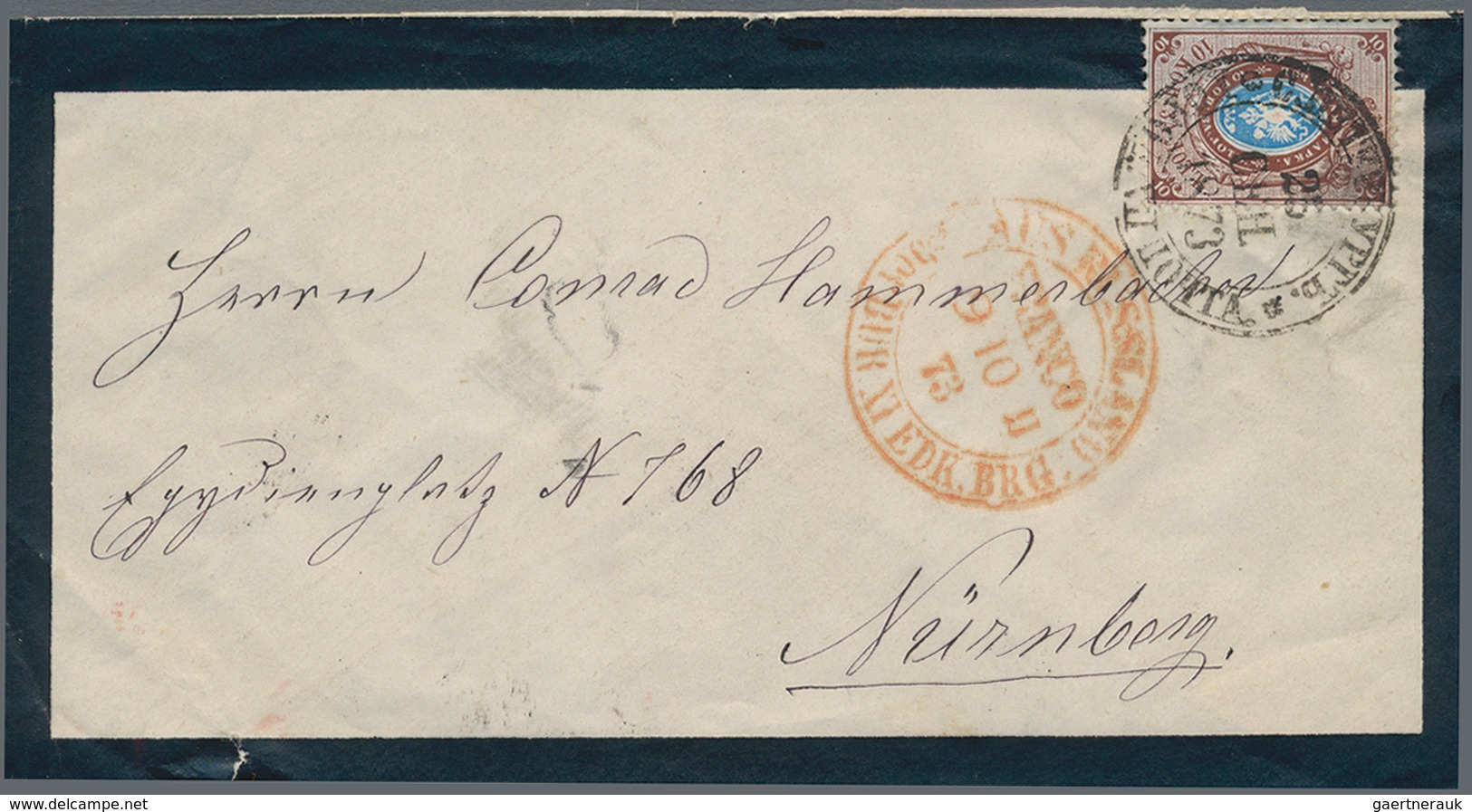 Russland: 1873 Letter Of Mourning With 10 Kop. Brown From St. Petersburg To Nuremberg, Backside Flap - Sonstige & Ohne Zuordnung