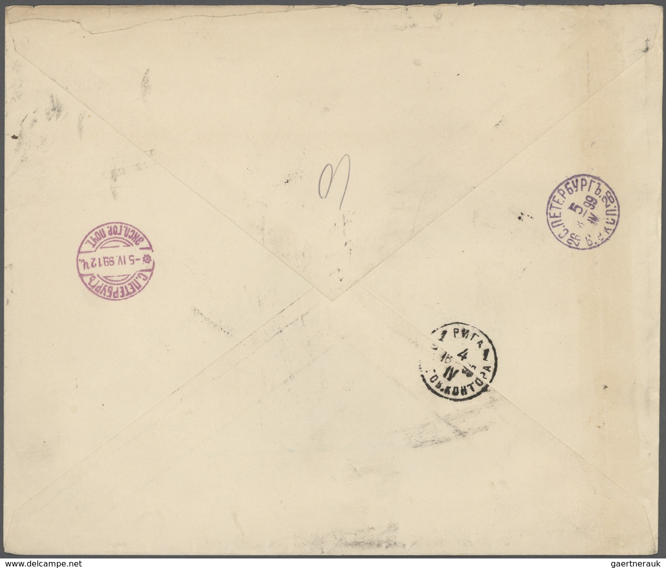 Russland: 1899 Oversized Registered Letter With White Registration Label From Riga Telegraph Office - Autres & Non Classés