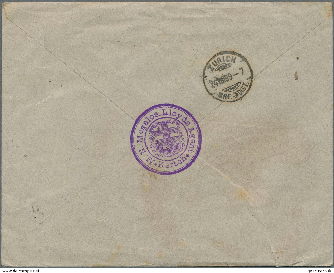 Russland: 1899registered Cover With White Registration Label From Kertch (Black Sea) To Zurich Some - Sonstige & Ohne Zuordnung