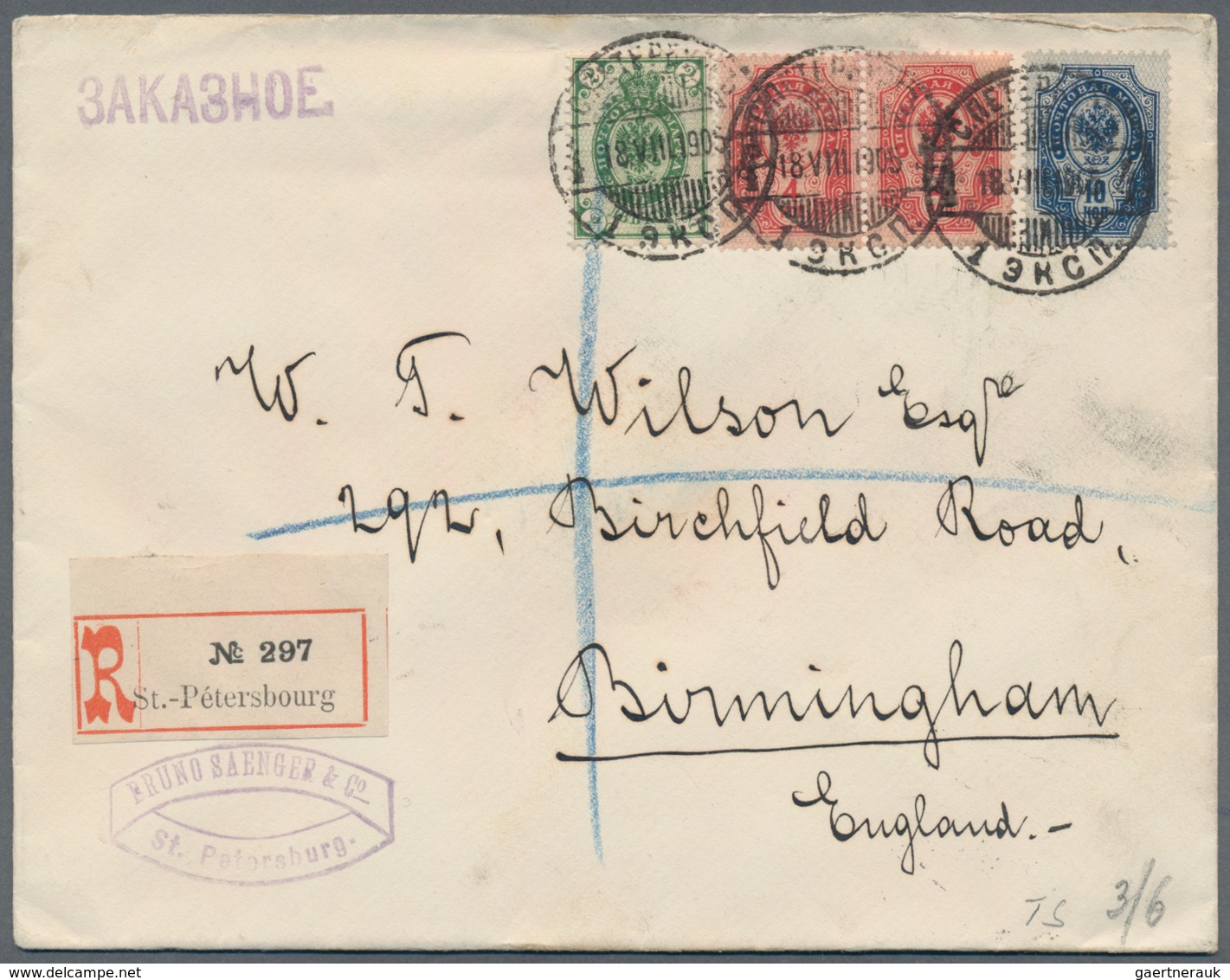 Russland: 1903/09 7 Registered Covers All Sent From St. Petersburg By Mr. F.L. Breitfuss One Of The - Autres & Non Classés