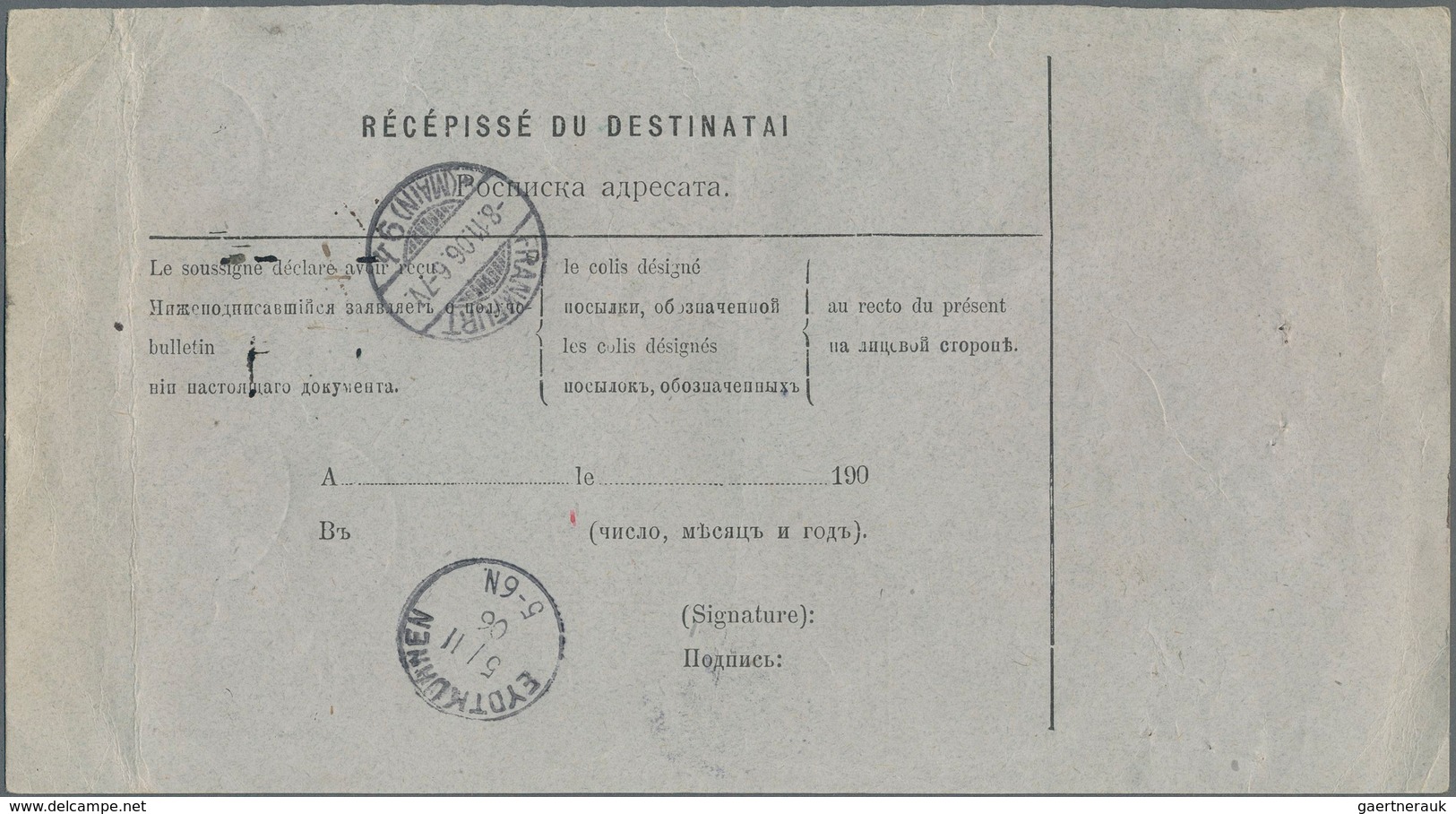 Russland: 1906/13 Three Accompanying Cards For Parcels Without Any Value All Sent From Moscow To Dav - Other & Unclassified