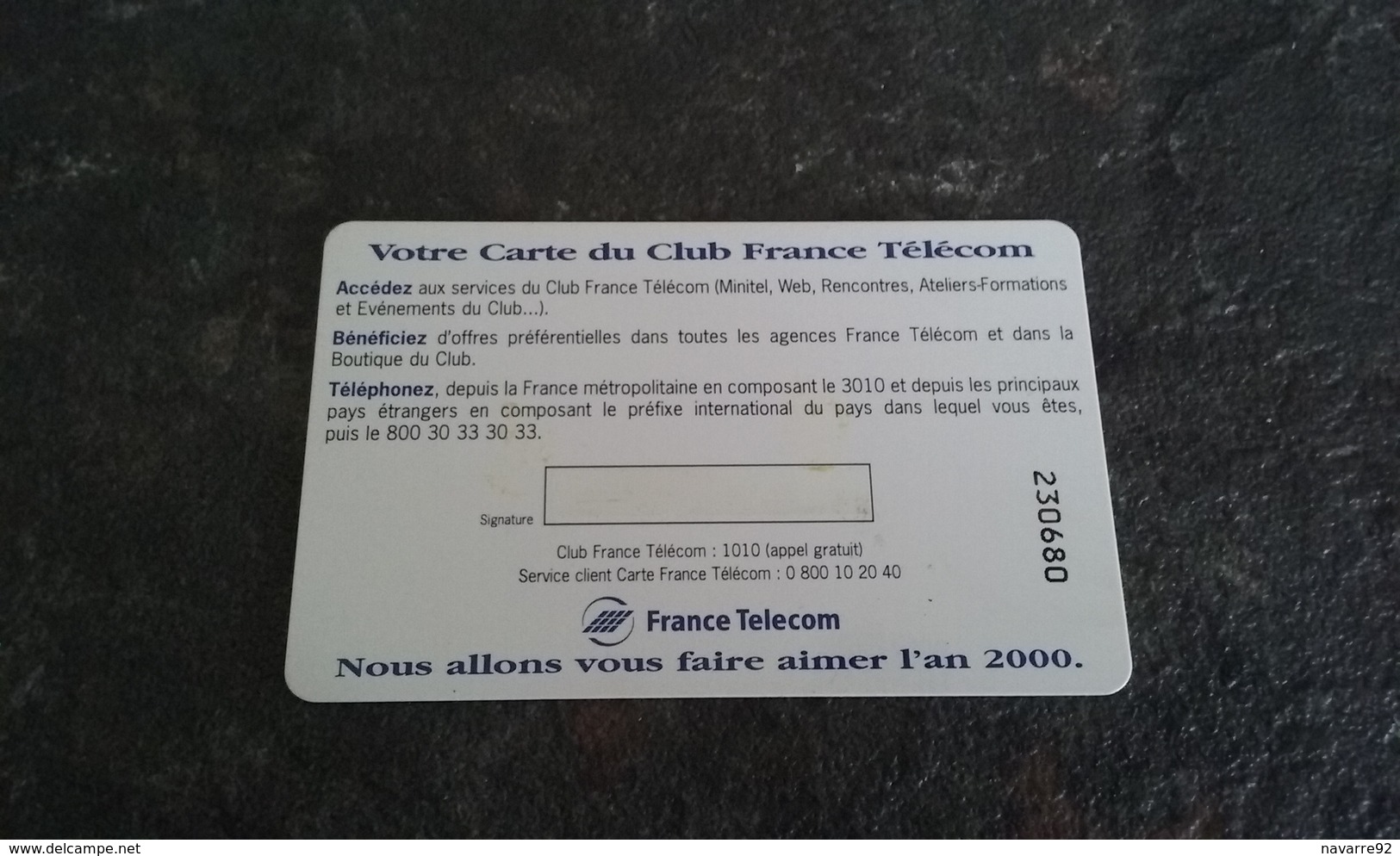 ANCIENNE CARTE FRANCE TELECOM LE CLUB T.B.E !!! - Other & Unclassified