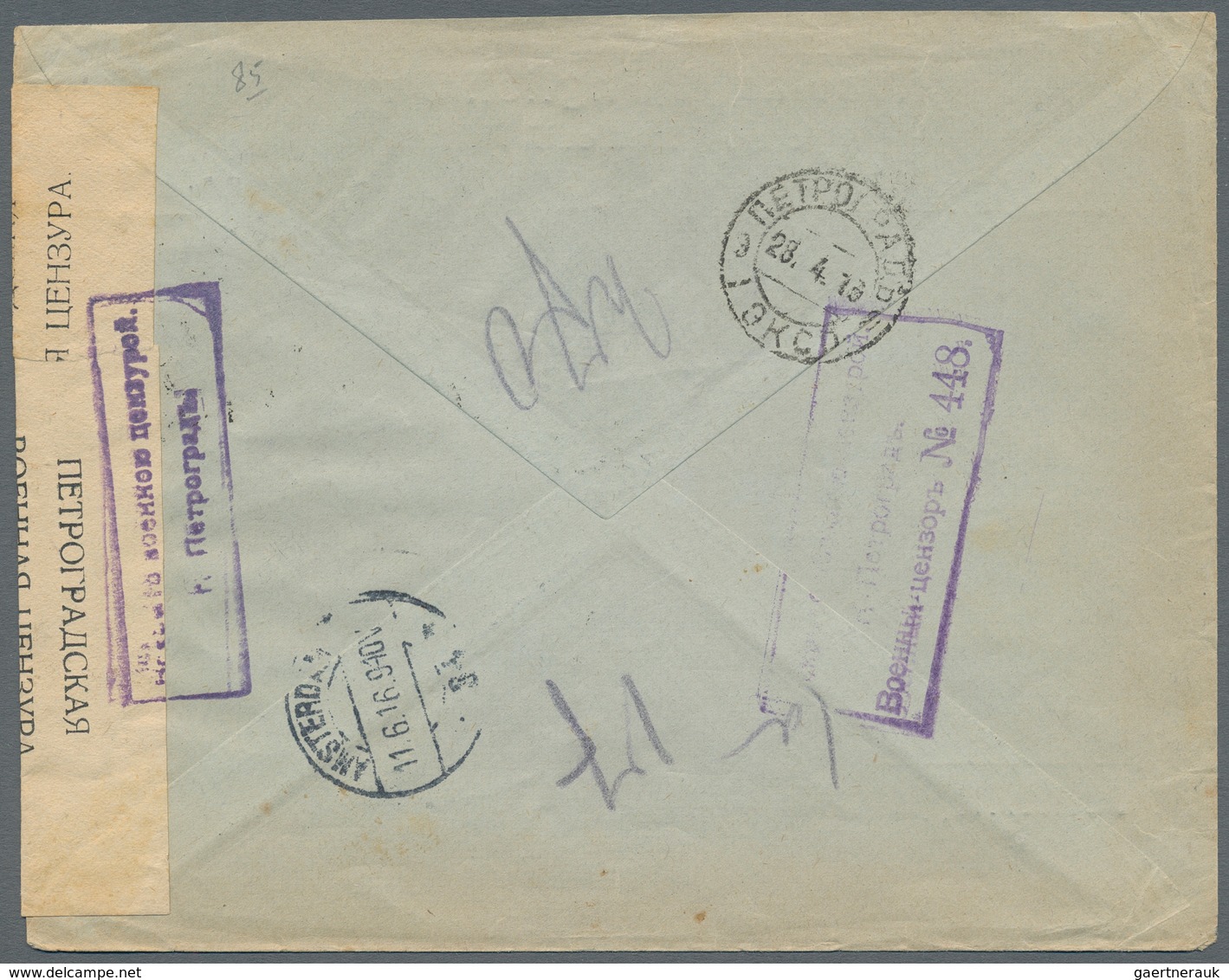Russland: 1914/17 Seven Mostly Censored Items All Sent From Petrograd, Incl. 5 Registered Covers (on - Other & Unclassified