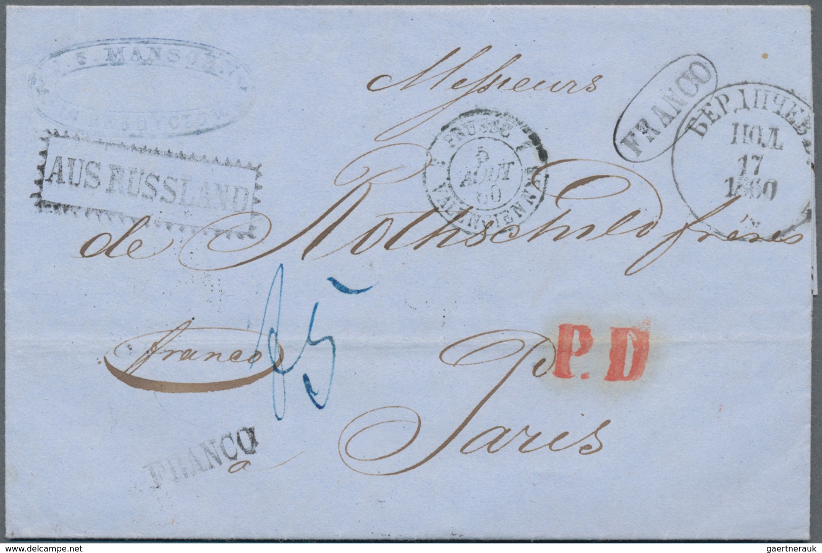 Russland: 1860, Paid Letter From Berdiczev With Toothed Boxed Cancel With Railway Post Office Of Upp - Other & Unclassified