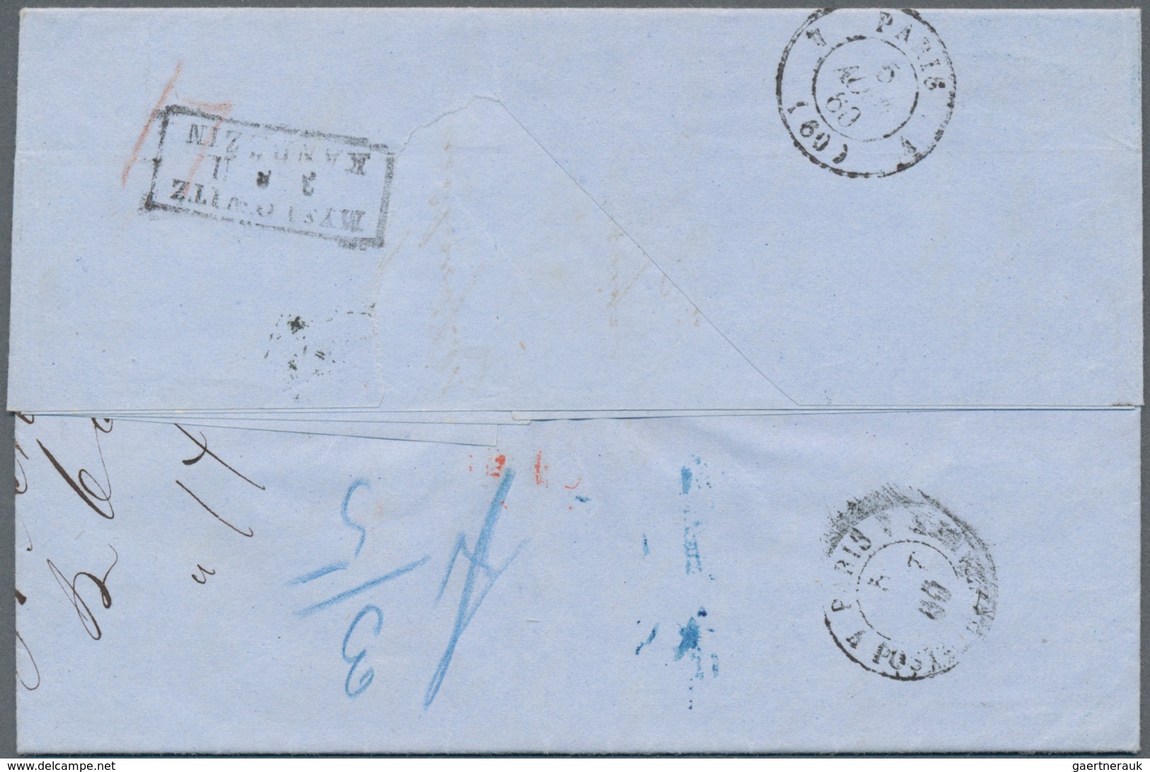 Russland: 1860, Paid Letter From Berdiczev With Toothed Boxed Cancel With Railway Post Office Of Upp - Other & Unclassified