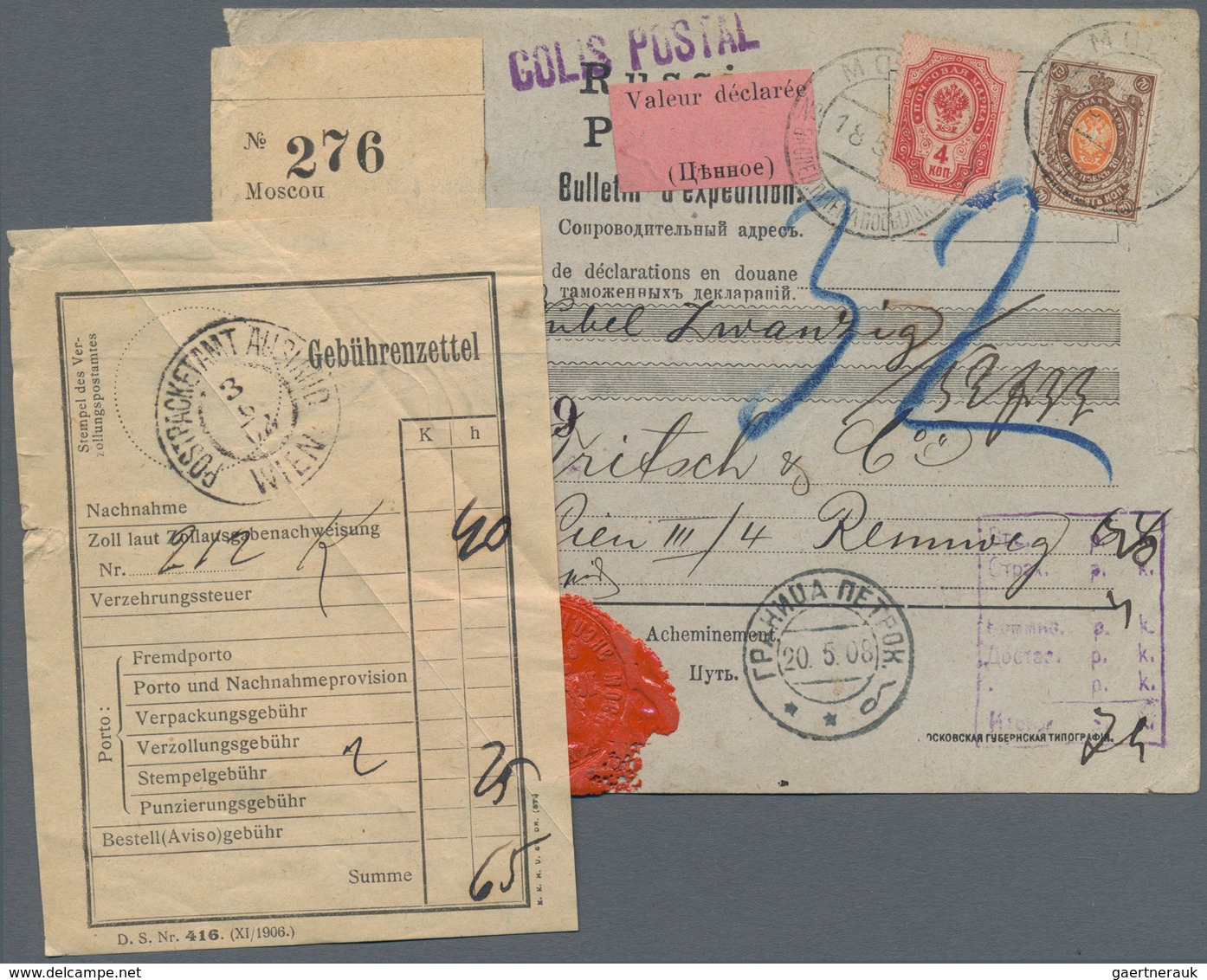 Russland: 1908/17 Accompanying Cards For Four Parcels From Izdashkovo, Krementchug And Moscow All Pa - Other & Unclassified