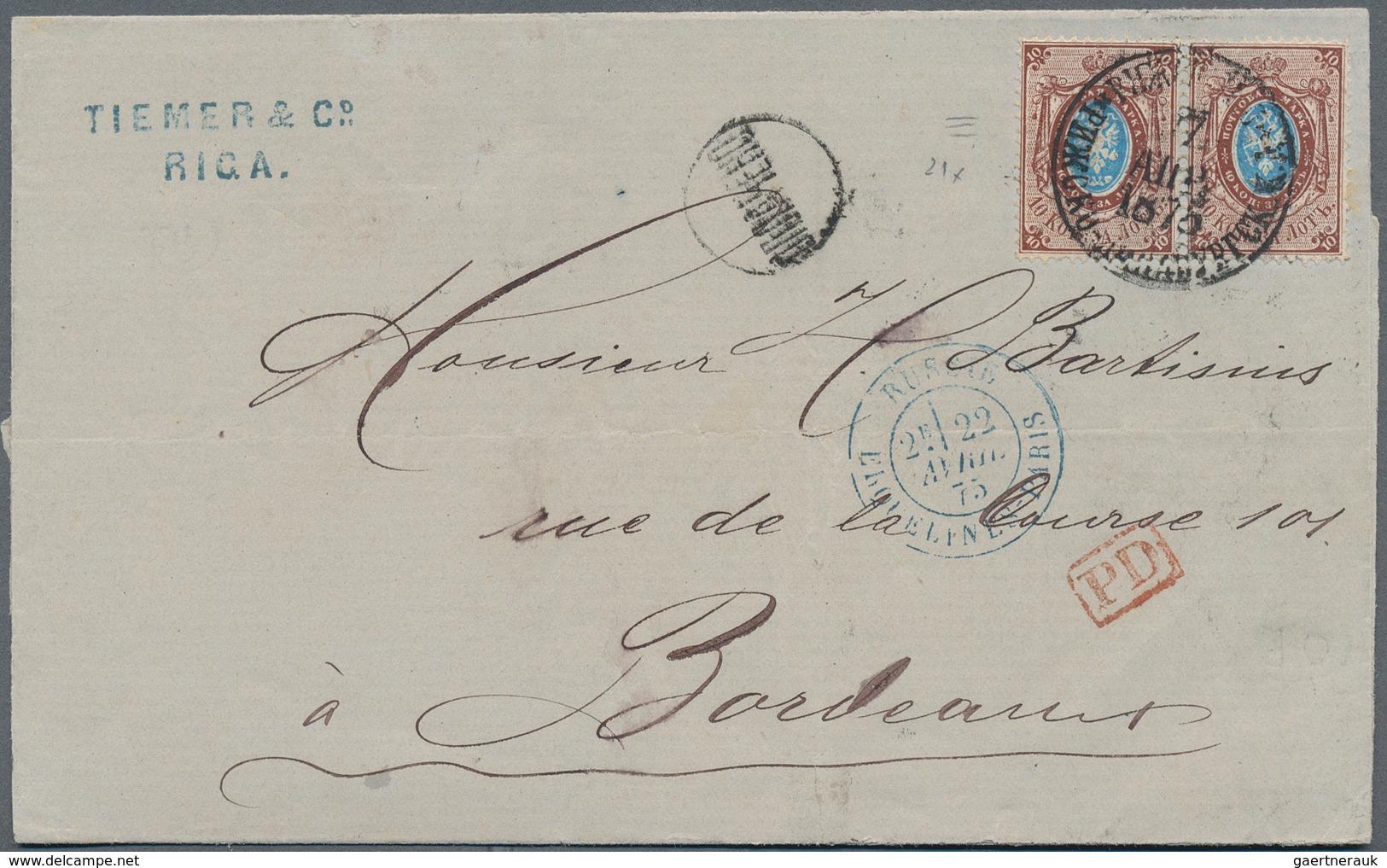 Russland: 1868/75 Seven Letters All From Riga To Foreign Countries, All Before UPU, With Various Sta - Other & Unclassified