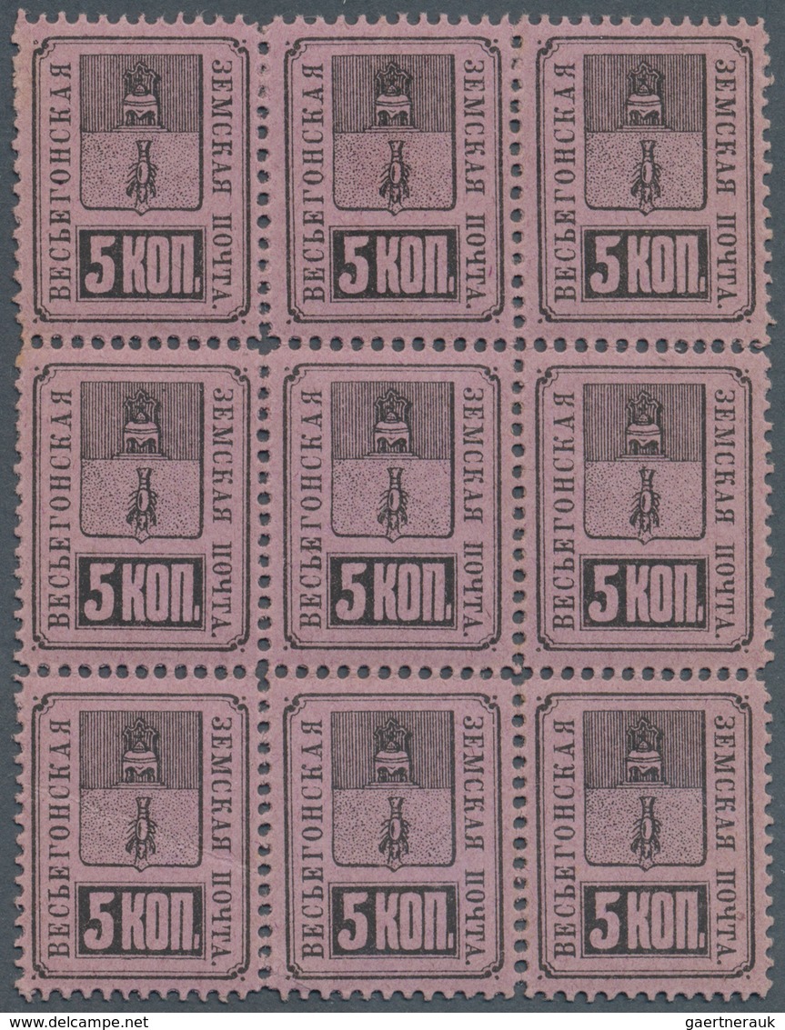 Russland - Semstwo (Zemstvo): 1884, VESSIEGONSK 5 Kop. Black On Violet (Chuchin No.17) Mint Never Hi - Zemstvos