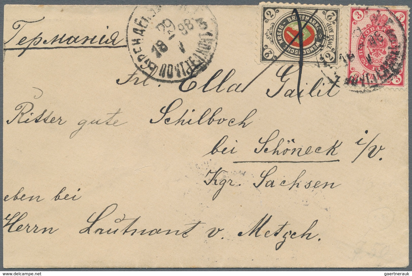 Russland - Wendensche Kreispost: 1858/98 (ca.) Five Letters Of The Wendensche Kreispost, Incl. Four - Autres & Non Classés